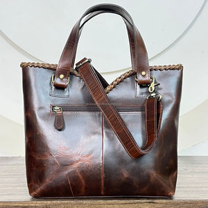 2025 Latest Western Hand Tooled Cowhide Leather Tote <b>Bag</b> with Floral Design Magnetic Closure Crossbody Purse Multi Use <b>for</b> <b>Women</b> - Product Image 5