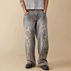 Pantalones vaqueros vintage para hombre, de corte holgado, transpirables, de alta calidad, OEM, con bolsillos tipo cargo, lavados al ácido. - Product Image 4
