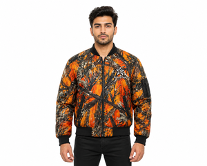 เสื้อแจ็คเก็ตบอมเบอร์สตรีทแวร์แบบสั่งทำ OEM ผ้าโพลีเอสเตอร์พิมพ์ลายแบบ Sublimation เต็มตัว ผู้ผลิตเสื้อแจ็คเก็ตลายพรางป่า จัดจำหน่ายจากโรงงาน - Product Image 1