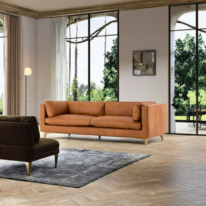 Sofá Chesterfield de Diseño Moderno, Convertible y Extensible, de Cuero Genuino, Tres Plazas, Estructura de Madera Sólida para Sala de Estar, Parque o Taller - Product Image 1