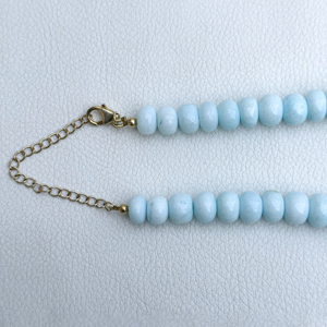 8mm 10mm Blue Color African Opal Smooth Rondelle Beads Strand Necklace Manufacturer Simple Design Wholesale Gemstone Beads - Product Image 5