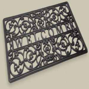 Tapete de Entrada de Goma con Diseño de Bienvenida, Antideslizante, Decorativo, Lavable, para Exteriores - Product Image 1