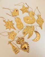 Ornement en métal en forme de lapin doré avec ruban rose, artisanat traditionnel décoratif