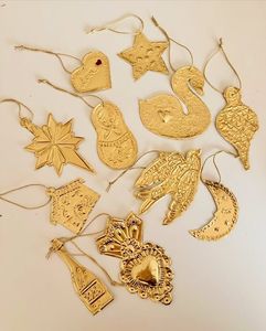 Golden Rabbit Metal Ornament With Pink Ribbon Traditional Handicraft Decor - Product Image 2