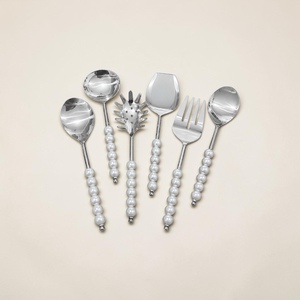 UNICORN HANDICRAFTS Ensemble d'ustensiles de service en acier inoxydable de qualité supérieure avec des poignées élégantes en perles, vaisselle de luxe pour les mariages - Product Image 2