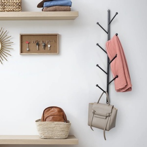 Vertical Wall Mounted Coat Rack Modern Metal Tree Branch Hat <b>Hanger</b> <b>Space</b>-<b>Saving</b> Entryway Organizer with 8 Ball-Tip Hooks for - Product Image 3