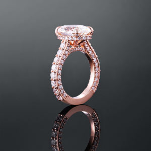 Bague de fiançailles AMBER JEWELS en or rose 10K plaqué, avec diamant ovale en forme de cœur, unisexe, classique, certifiée IGI, sertie à griffes - Product Image 5