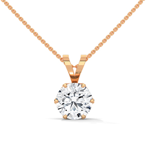 Collar con Colgante de Diamante Cultivado en Laboratorio, Corte Redondo Solitario, Chapado en Oro, Joyería para Mujer, Regalo, para Usar en Fiestas - Product Image 1