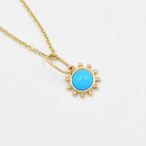 Colgante de turquesa hecho a mano, delicado collar de plata de ley 925 chapado en oro de 14k, joyería fina para mujer - Product Image 5