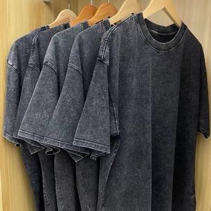 T-shirt en coton épais et lourd de haute qualité pour hommes, 240 g/m², uni, surdimensionné, imprimé sérigraphié, délavé à l'acide, vente en gros - Product Image 1