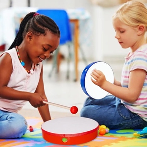 Colorful Wooden Oak <b>Drums</b> With Genuine Cowhide Skins & Wooden Mallets Set For Kids Music Play Wooden <b>Drums</b> for Marching Bands - Product Image 3