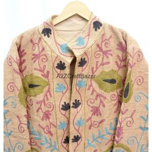 Chaqueta de Algodón para Mujer, Tejida a Mano, con Bordado Floral Colorido, Abertura Frontal, Ecológica, de Secado Rápido, Transpirable, Cuello en V, Estilo Chic - Product Image 6