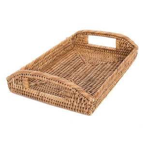 Handmade <b>Round</b> Rattan Serving <b>Tray</b> with Handles Eco-Friendly Woven Wicker <b>Tray</b> for Coffee <b>Table</b> Home Decor & Tabletop Organizer - Product Image 3