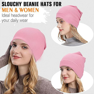 Vintage pink Ribbed Knit Beanie-Unisex Winter <b>Warm</b> <b>Hat</b> Soft Stretch Spandex/Cotton Minimalist Streetwear Essential - Product Image 3