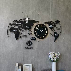 120 x 55 CM avec Veilleuse LED Grandes Horloges Murales Personnalisables, Ajoutez le <span class=keywords><strong>Nom</strong></span> de Votre Pays sur la <span class=keywords><strong>Carte</strong></span> du <span class=keywords><strong>Monde</strong></span>, Décor Dropshipping DDP - Product Image 3