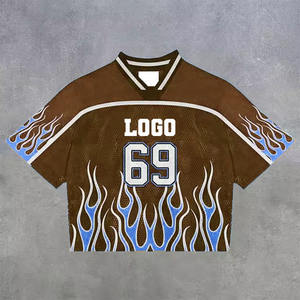 Camisetas de fútbol retro personalizadas para hombre, estilo streetwear de verano, estampadas, holgadas, de malla, de tela tejida - Product Image 6