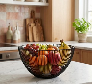 Modern Black Wire Fruits <b>Basket</b> Multi Use Storage Organizer For Kitchen Dining <b>Table</b> Home Decor Fruit And Vegetable Holder - Product Image 4