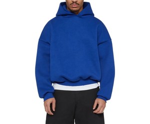 Wholesale Drawstring Hoodie Cotton Blend Kangaroo Pocket Hoodie Custom Logo Low MOQ Supplier - Product Image 4
