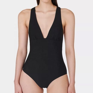 Traje de baño bikini triangular de poliéster de cintura alta para mujer, personalizado, color liso, sexy, sin espalda, estampado, colección 2026 - Product Image 3