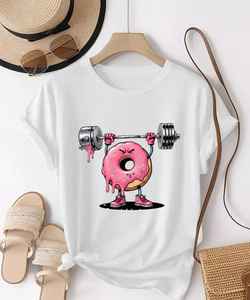 T-shirt en coton écologique personnalisé pour l'été, imprimé avec des appliques en denim et en velours côtelé, décoration avec des perles - Product Image 4