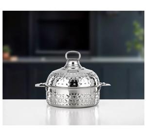 Ensemble de 3 plats ronds en acier inoxydable argenté faits à la main avec couvercle, parfaits pour les mariages, les réceptions et la décoration de table. - Product Image 5