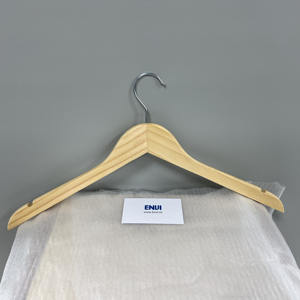 High Quality Durable <b>Pine</b> Wood Coat Hangers Stylish Stainless Steel Hooks Single Tier Lacquer Finish Multifunction Clothing - Product Image 5