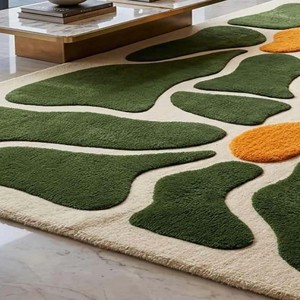 Tapis de luxe abstrait à motifs floraux, tissé à la main, doux et moelleux, antidérapant, pour salon, chambre, hall d'hôtel, tapis décoratif - Product Image 5