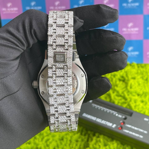 Montre automatique entièrement sertie de moissanite pour homme, mouvement mécanique, grand cadran, verre saphir, chronographe, résistante à l'eau - Product Image 2