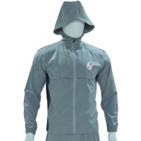 Veste de sudation pour hommes à manches longues avec capuche, haut de sport à col montant et fermeture éclair latérale asymétrique, coupe-vent