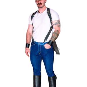 Harnais à bretelles en fausse fourrure pour homme, ajustable, tenue de club haut de gamme, costume sexy en dentelle - Product Image 6