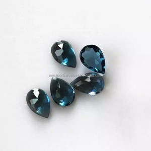 7x10mm Premium Quality Natural London Blue Topaz Rose Cut Pear Cabochon Semi Precious Loose Gemstones Customs Duty <b>Free</b> Shipping - Product Image 2