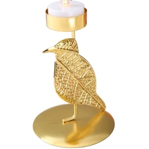Portavelas de pájaro dorado, diseño de hoja decorativa, soporte de vela elegante, soporte de vela para fiesta de boda, decoración romántica para el hogar - Product Image 1