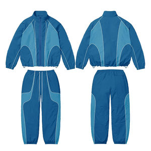 Ensemble deux pièces unisexe vintage, coupe-vent respirant en nylon léger avec capuche, taille plus, couleur unie par sublimation - Product Image 4