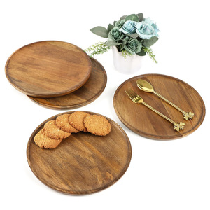 Ensemble de plats à dîner ronds en bois de manguier Décoration d'intérieur Plateau de service pour aliments Légumes Fruits Planches à charcuterie avec logo laser - Product Image 3