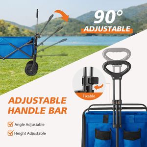 Carrello da campeggio per la spesa pieghevole grande blu con ruote comodo carrello pieghevole - Product Image 3