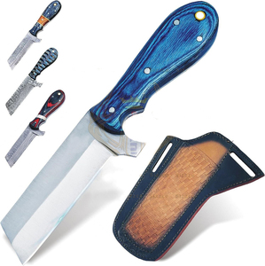 Cuchillo de vaquero personalizado hecho a mano de acero inoxidable, tipo Bull Cutter, para desollar, con hoja fija, mango de madera, personalizable, OEM, filo recto - Product Image 1