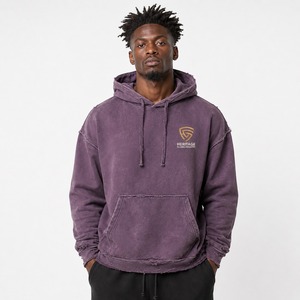 Mens Distressed Pullover Hoodie Heavyweight Cotton <b>Fabric</b> <b>Retro</b> Washed Design Comfortable Fit Perfect for Casual Wear Street Fas - Product Image 1