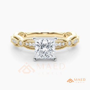 Princess Cut Moissanite Diamond Gold Ring for Women Vintage Engagement Wedding Ring USA Bridal Jewelry - Product Image 5