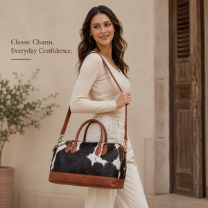 Premium Handmade Single Strap Hair-On Hide Genuine Leather Women's <b>Handbag</b> | Western Cowhide Shoulder Tote Bag | Vintage Travel - Product Image 2