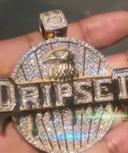 Collier Pendentif Aigle Personnalisé Hip Hop Iced Out Plaqué Or Bling Bijoux Rapper Hip Hop Unisexe Pendentif Personnalisé - Product Image 4