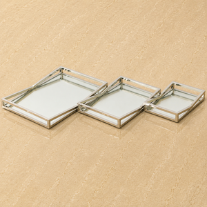 Juego de Bandejas Rectangulares de Acero Inoxidable de Lujo Apricate, Platos Modernos para Servir y Exhibir, Decoración Premium - Product Image 1