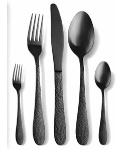 Ensemble de couverts en métal noir mat, design minimaliste, passe au lave-vaisselle, couverts de mariage - Product Image 1