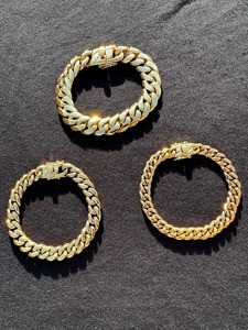 Cadena cubana de eslabones cruzados de plata de ley 925, chapada en oro de 18 quilates, cadena gruesa tipo Curb, pulsera Miami Hip Hop, unisex, de lujo y llamativa. - Product Image 6
