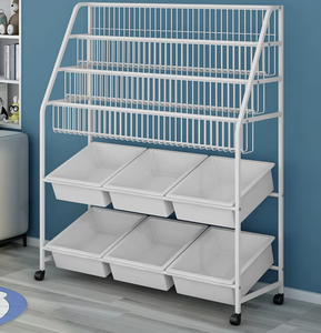 Étagère de rangement pour jouets d'enfants OEM/ODM Vietnam, bibliothèque en métal, organisateur de boîtes en plastique, bibliothèque avec roulettes - Product Image 2