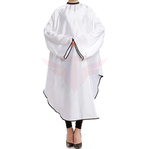 Capa de Peluquería Blanca con Mangas, Impermeable, Delantal para Cortar el Cabello, para Salón de Belleza y Barbería - Product Image 4