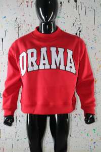 DRAMA RED <b>Mock</b> <b>Neck</b> Sweatshirt 100% WHITE Applique Embroidery wide <b>neck</b> Sweatshirt Finer Threads - Product Image 2