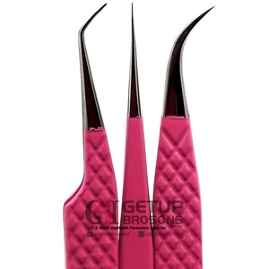 Pince à épiler professionnelle en acier inoxydable de 10 mm, nouvelle, fine, droite, antistatique, antimagnétique, durable, à précision, courbée à 90 degrés, pour cils - Product Image 1