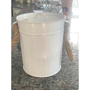 Modern Design Metal <b>Ice</b> Bucket White Powder Coated Bowl Shape With Rope Handle Beverage Tub for Bars Wine Bottles Parties - Product Image 5