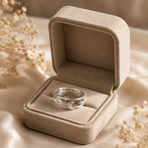 Bague Lune et Étoile en Argent Sterling, Bande Céleste en Argent, Bague Lune Minimaliste, Bijou Ajustable Tendance, Cadeau - Product Image 2