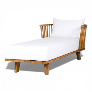 Tumbona de Madera de Teca Sólida para Exteriores, con Cojín Blanco, Estilo Escandinavo, para Jardín - Product Image 1